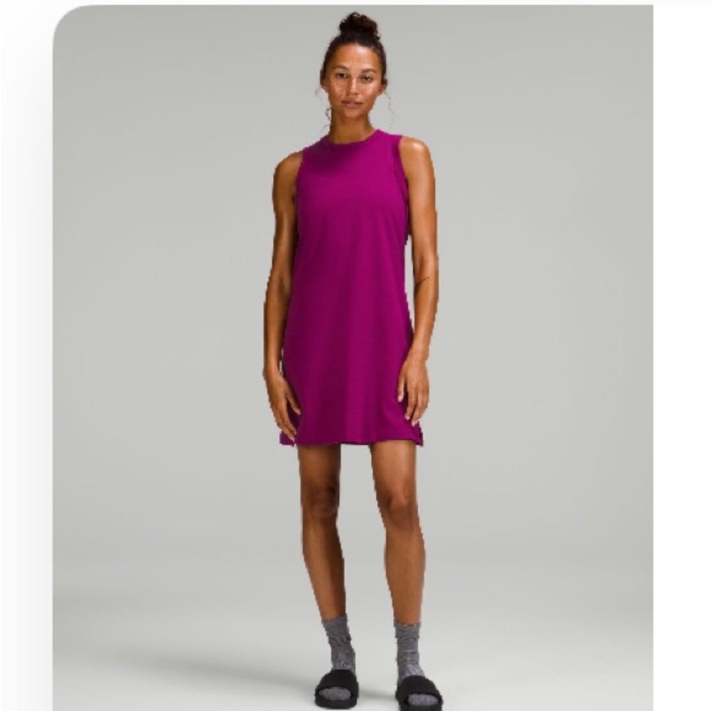 Classic fit cotton blend dress magenta size 10